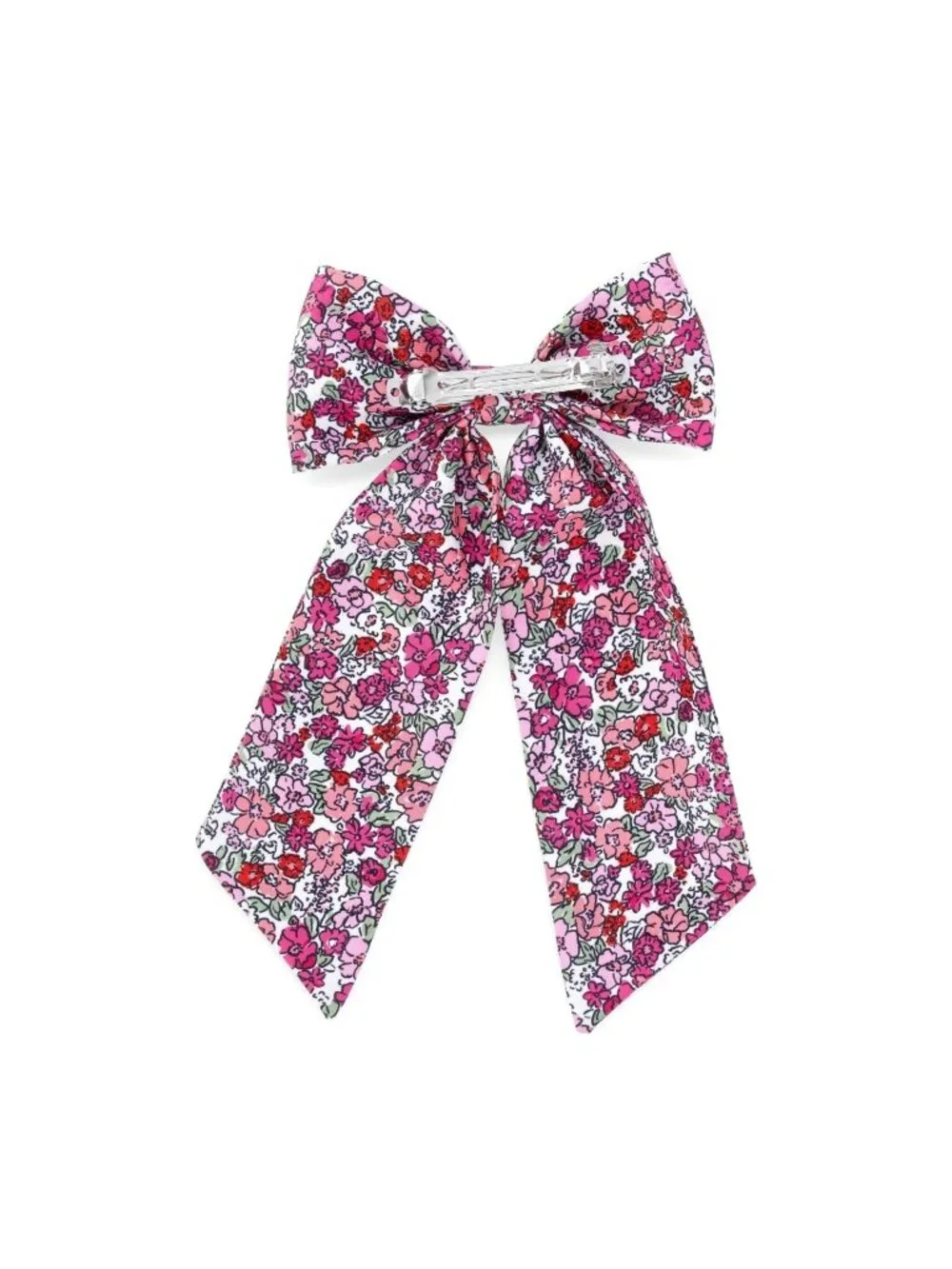 NWT Girls Pink Floral Print Jumbo 5 Inch Bow Barrette Hair Clip
